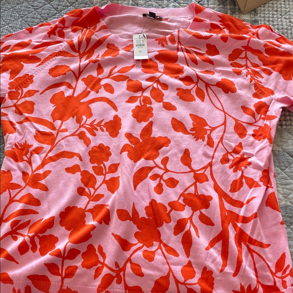 Talbots Pink and Orange Floral Sweatshirt